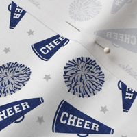 Cheer - Cheerleading - pom poms and megaphone - dark blue on white - LAD21