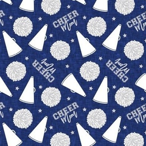 Cheer Mom - pom poms and megaphone - dark blue and grey  - LAD21