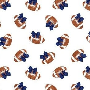 Football Cheer - Cheerleading bows - football - dark blue bows - LAD21