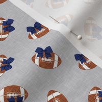 Football Cheer - Cheerleading bows - football - dark blue bows on grey - LAD21