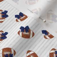 Football Cheer - Cheerleading bows - football - dark blue bows on grey stripes - LAD21