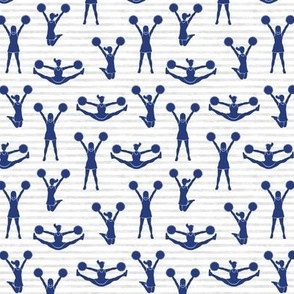 (small scale) Cheerleading - cheer - dark blue on grey stripes - LAD21