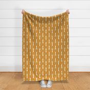 Large Scale Pineapple Fruit Damask in Ivory and Golden Desert Sun