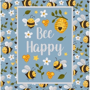 14x18 Panel Bee Happy Bumblebees DIY Cut and Sew Garden Flag Hand Kitchen Towel or Wall Hanging