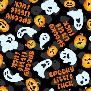 Medium Scale Spooky Little Fuck Funny Sarcastic Sweary Halloween Ghosts and Jackolantern Pumpkins