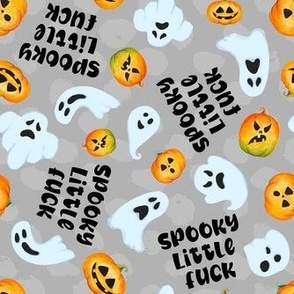 Medium Scale Spooky Little Fuck Funny Sarcastic Sweary Halloween Ghosts and Jackolantern Pumpkins