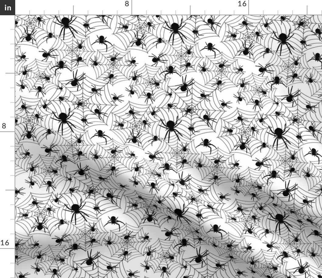 Smaller Scale Creepy Crawly Spiders and Webs Halloween Black and White