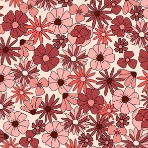 70s Floral in Muted Pink Valentines Day