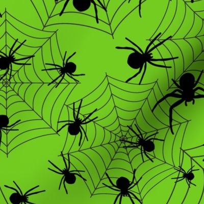 Bigger Scale Creepy Crawly Halloween Spiders Lime Green and Black