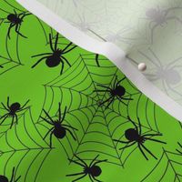 Smaller Scale Creepy Crawly Halloween Spiders Lime Green and Black