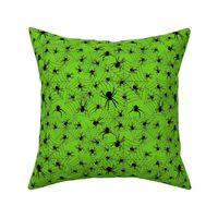 Smaller Scale Creepy Crawly Halloween Spiders Lime Green and Black