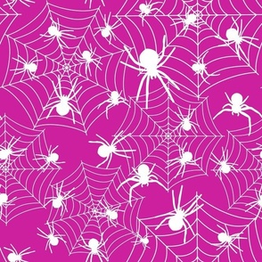 Bigger Scale Creepy Crawly Halloween Spiders in Fuchsia Hot Pink and White