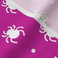Bigger Scale Creepy Crawly Halloween Spiders in Fuchsia Hot Pink and White
