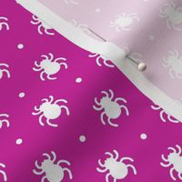 Smaller Scale Creepy Crawly Halloween Spiders in Fuchsia Hot Pink and White