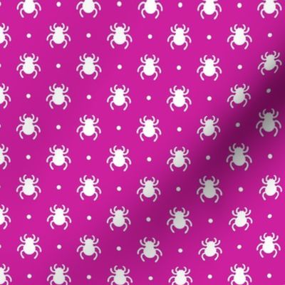 Smaller Scale Creepy Crawly Halloween Spiders in Fuchsia Hot Pink and White