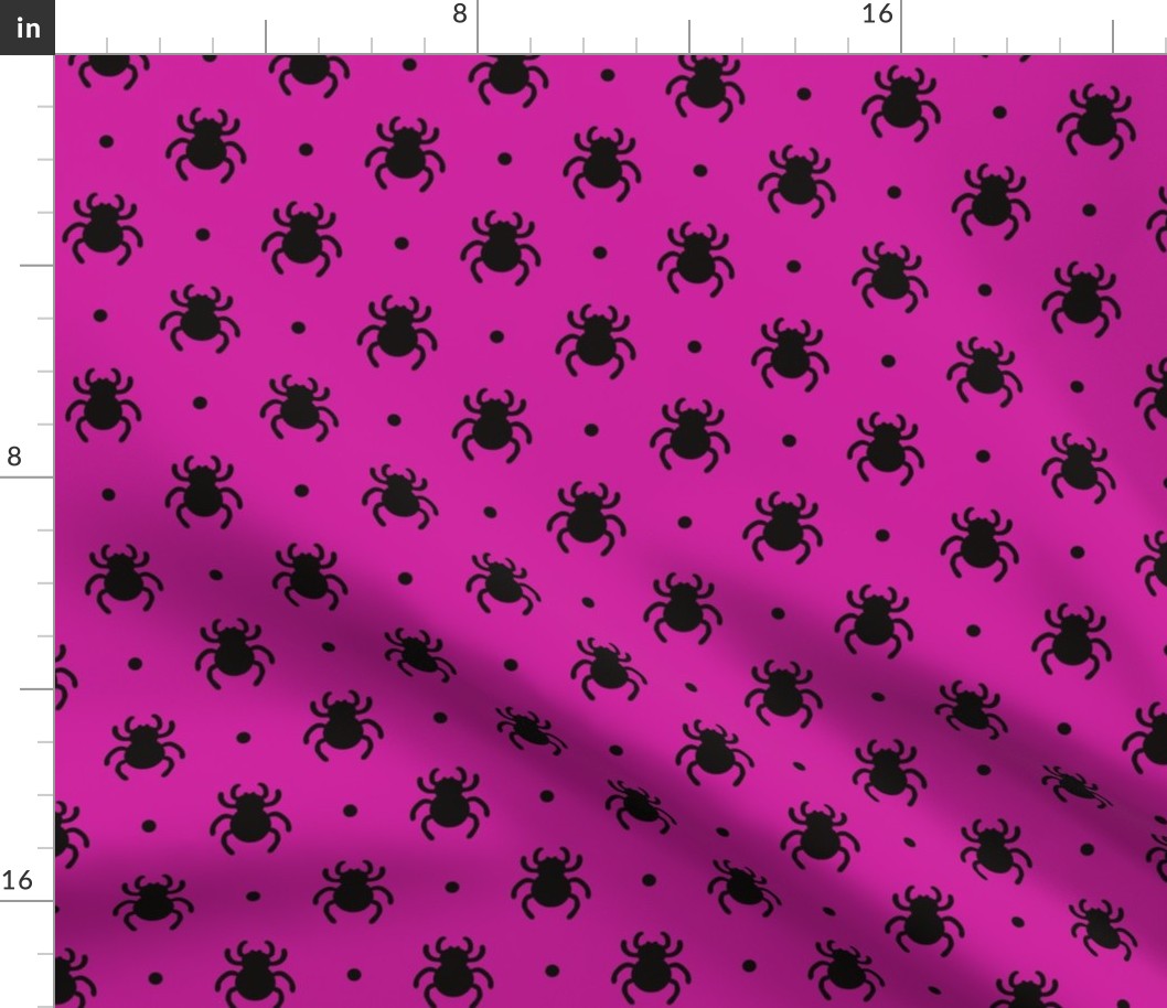 Bigger Scale Creepy Crawly Halloween Spiders in Fuchsia Hot Pink and Black