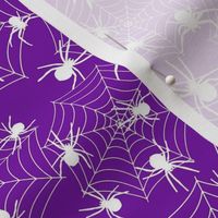 Smaller Scale Creepy Crawly Halloween Spiders in Purple and White