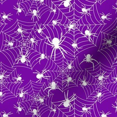 Smaller Scale Creepy Crawly Halloween Spiders in Purple and White