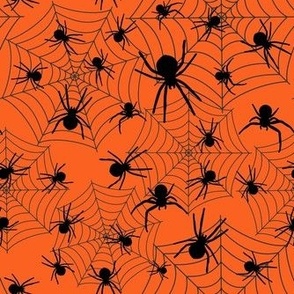 Smaller Scale Creepy Crawly Halloween Spiders Orange and Black