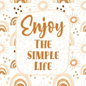 Enjoy The Simple Life 8.25 Panel for Quilt Square or Wall Art Boho Rainbows and Sunshine