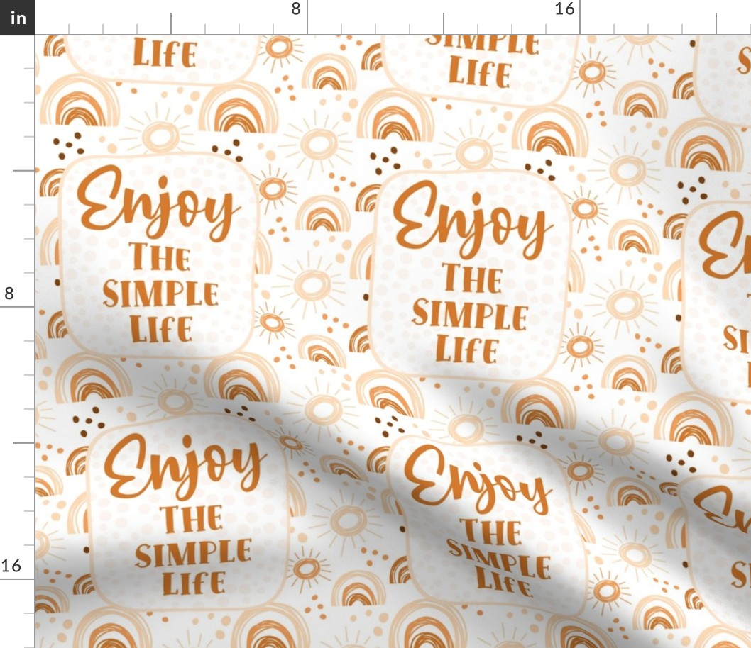 Enjoy The Simple Life 8.25 Panel for Quilt Square or Wall Art Boho Rainbows and Sunshine