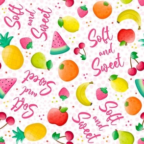 Large Scale Soft and Sweet Fruit Slices Cherries Watermelon Strawberries Oranges Pineapple