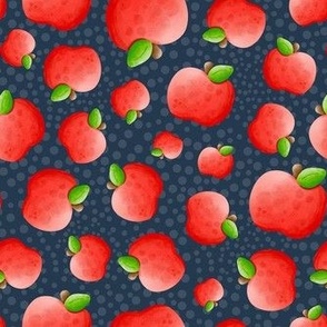 Medium Scale Red Apples on Navy