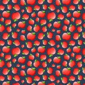 Small Scale Red Apples on Navy