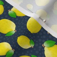 Medium Scale Bright Yellow Lemons on Navy