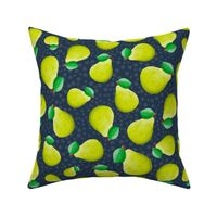 Large Scale Green Pears on Navy