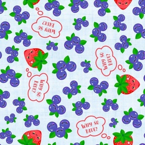 Large Scale Funny Fruits Kawaii Strawberries and Blueberries Why So Blue?