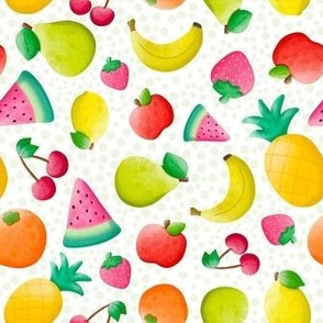 Medium Scale Summer Fruits Pineapple Watermelon Orange Lemon Cherries Strawberries Apples