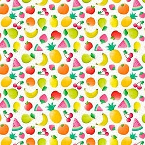 Small Scale Summer Fruits Pineapple Watermelon Orange Lemon Cherries Strawberries Apples