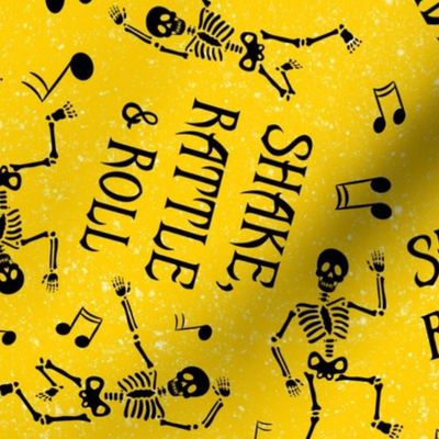 Large Scale Shake Rattle and Roll Dancing Skeletons on Yellow