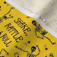 Medium Scale Shake Rattle and Roll Dancing Skeletons on Yellow