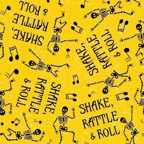 Medium Scale Shake Rattle and Roll Dancing Skeletons on Yellow