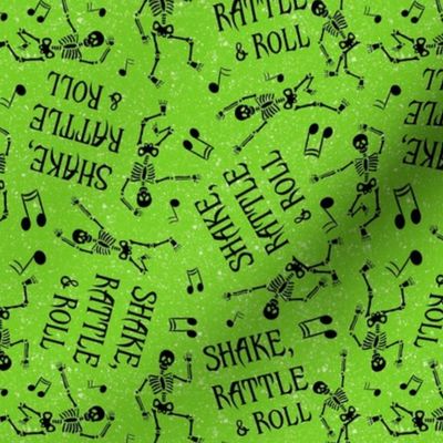 Medium Scale Shake Rattle and Roll Dancing Skeletons on Green