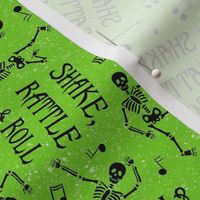 Medium Scale Shake Rattle and Roll Dancing Skeletons on Green