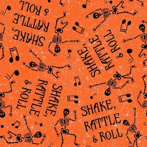 Large Scale Shake Rattle and Roll Dancing Skeletons on Orange
