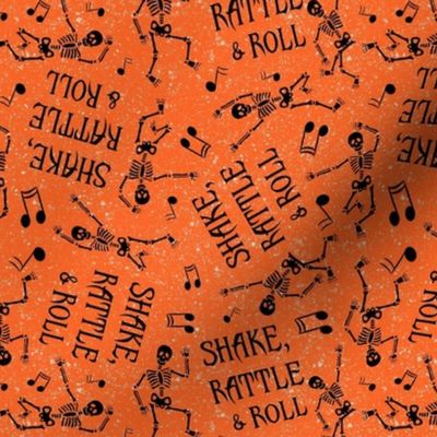 Medium Scale Shake Rattle and Roll Dancing Skeletons on Orange
