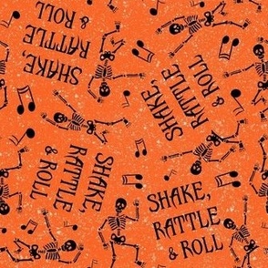 Medium Scale Shake Rattle and Roll Dancing Skeletons on Orange