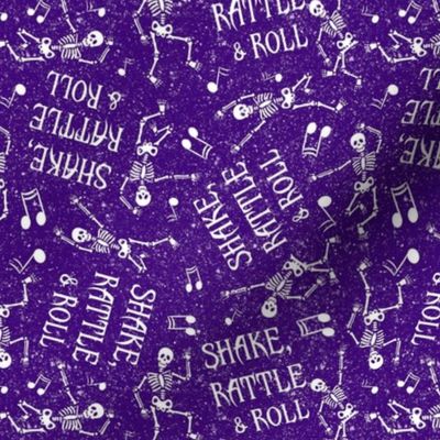 Medium Scale Shake Rattle and Roll Dancing Skeletons on Purple