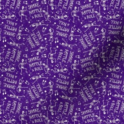 Small Scale Shake Rattle and Roll Dancing Skeletons on Purple
