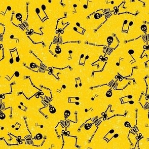 Medium Scale Dancing Skeletons in Black and Yellow