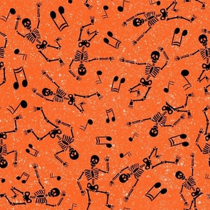Large Scale Dancing Skeletons in Black and Orange