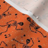 Medium Scale Dancing Skeletons in Black and Orange
