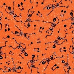 Medium Scale Dancing Skeletons in Black and Orange