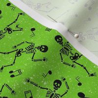Medium Scale Dancing Skeletons in Black and Green