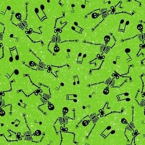 Medium Scale Dancing Skeletons in Black and Green