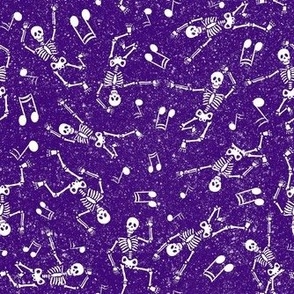Medium Scale Dancing Skeletons in White and Purple